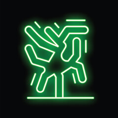 Green neon sign depicting a tree growing upwards with its branches extending in different directions