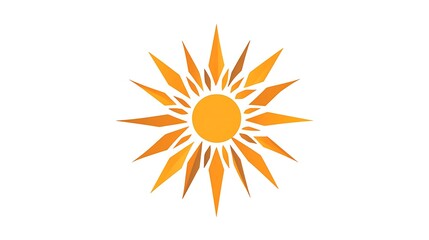 Geometric Sun Logo Design with Radiating Rays - Vector Illustration on White Background