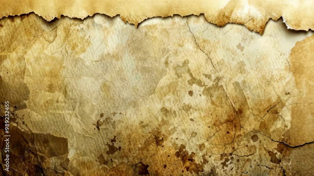 Poster exploring ancient textures and patterns on aged parchment in a secluded library