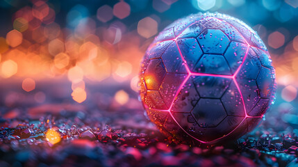 Naklejka premium Futuristic Wet Soccer Ball 3D Render