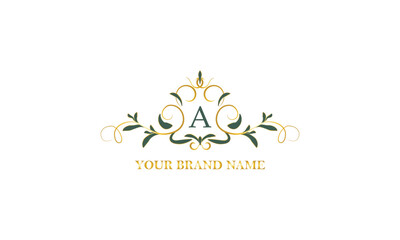 Exclusive color monogram with initial letter A. Vector illustration of company brand, emblem for restaurant, royalty, boutique, cafe, hotel, heraldic, jewelry, fashion.