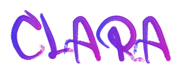 Clara - name street art - graffiti lettering typography - art illustration - multicolor - writen Word - blue and pink

