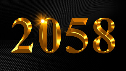 Number 2058 in gold text on black background