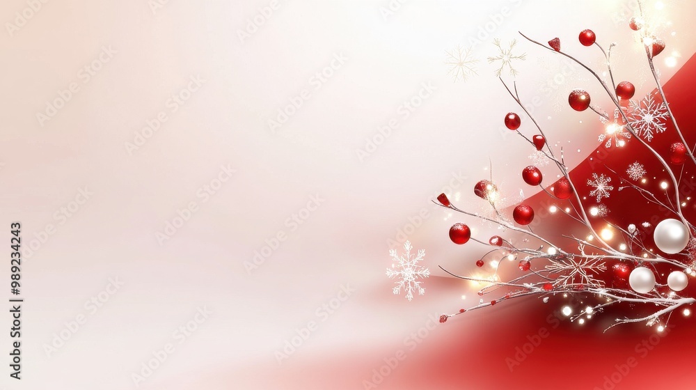 Aufkleber bright red holiday background adorned with intricate snowflake patterns, softly glowing in the backg