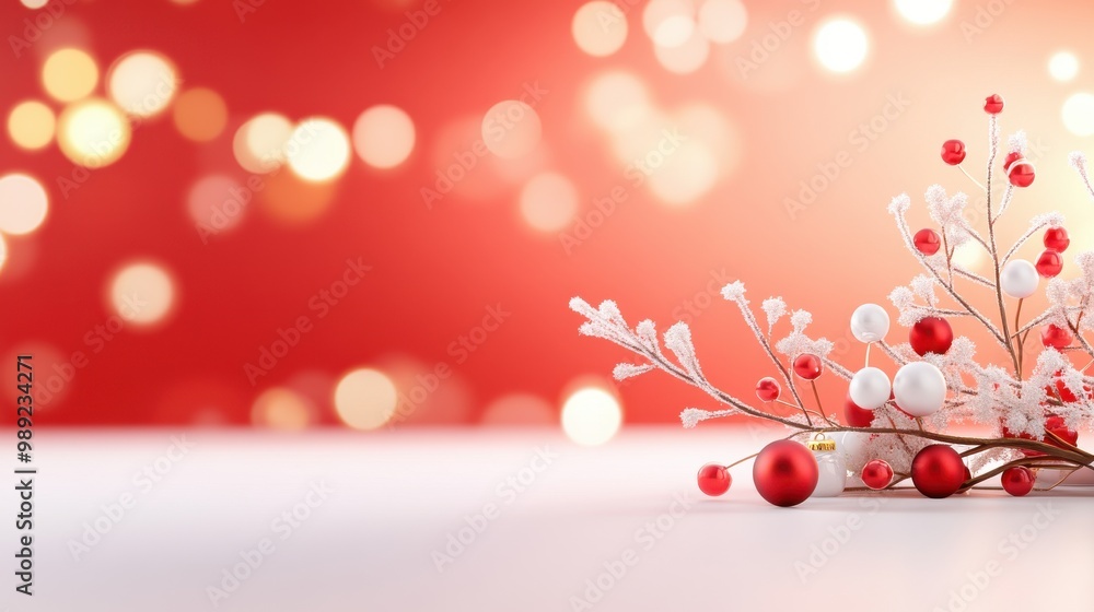 Aufkleber bright red holiday background adorned with intricate snowflake patterns, softly glowing in the backg