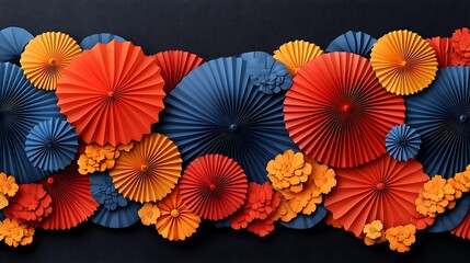 Obraz premium Vibrant card celebrating Chinese and Japanese cultural events featuring a minimalist 2D design with a spacious blank space on the upper left for writing subtly highlighted by light 3D textures