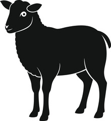 A cute Sheep silhouette vector art icon and black color illustration with no background, natural farm animal design.