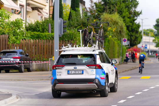 Edoardo Affini number 19 passing at Men Elite Individual Time Trial of UCI Road and Para-cycling Road World Championships 2024 at Z&uuml;rich. Photo taken September 22nd, 2024, Zurich, Switzerland.