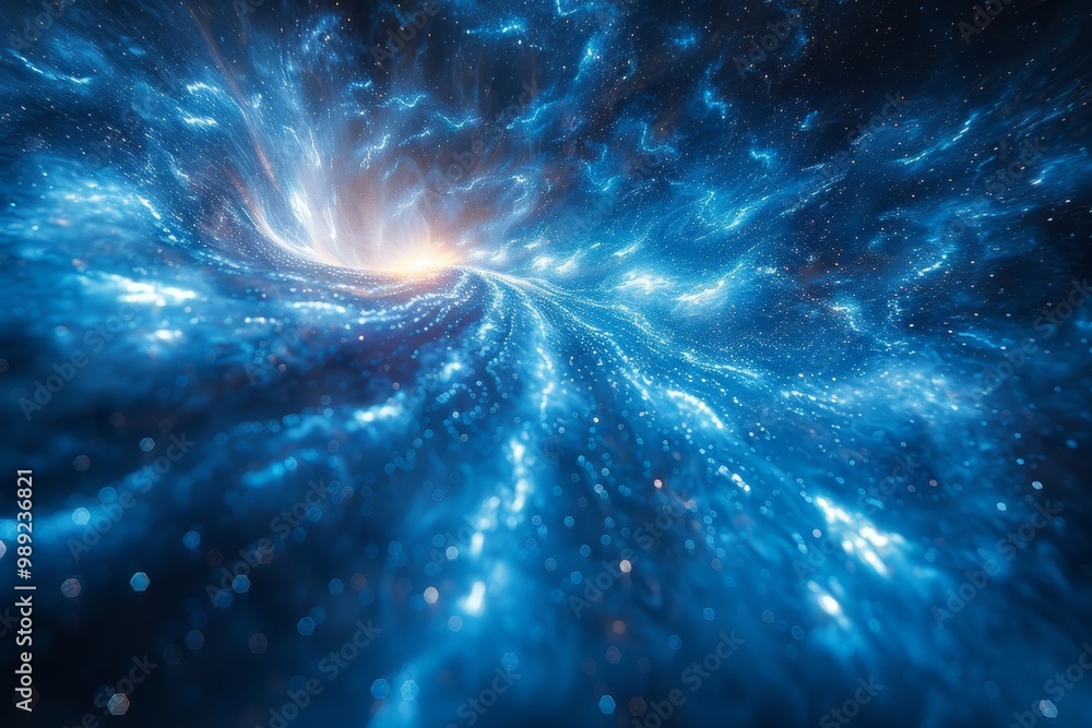 Poster dynamic abstract background with blue rays radiating from the center symbolizing speed and energy