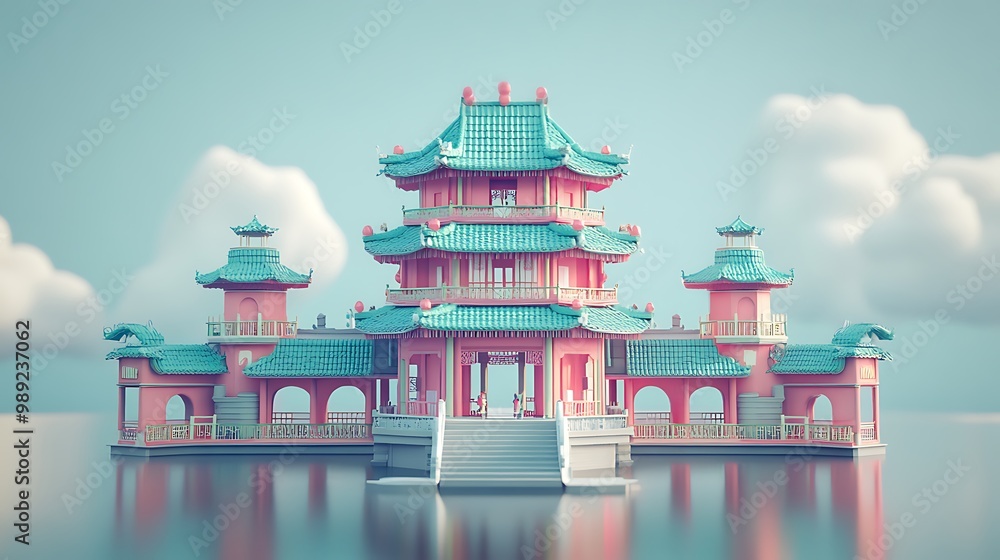 Poster vibrant card dedicated chinese japanese customs featuring clean 2d layout expansive blank space uppe