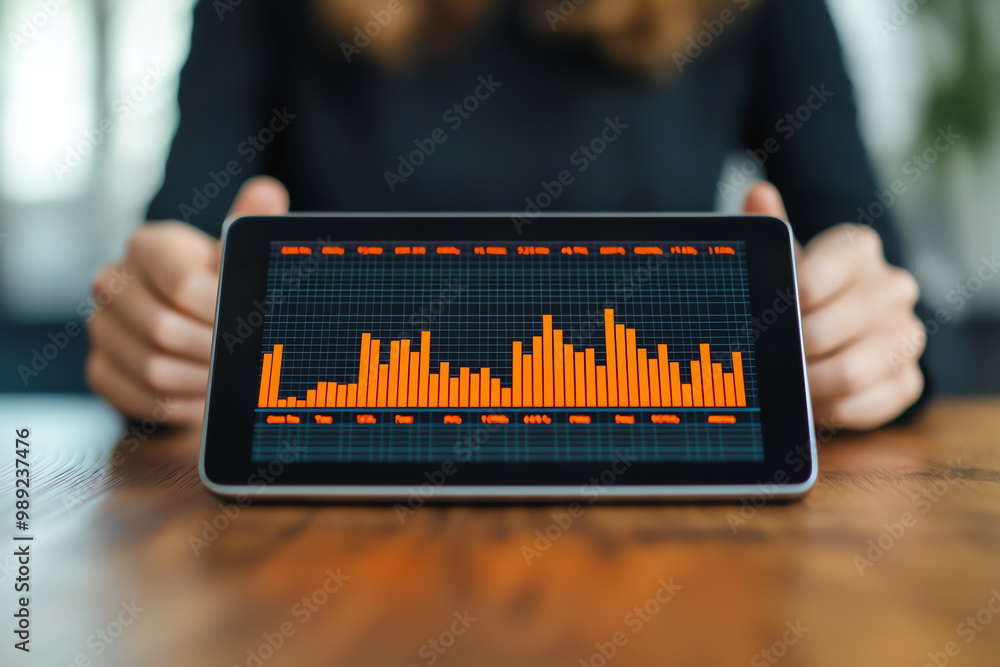 Poster a financial advisor using a digital platform to monitor exchange markets and forecast future stock p