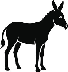A beautiful Donkey silhouette vector art icon and black color illustration with no background, natural farm animal design.