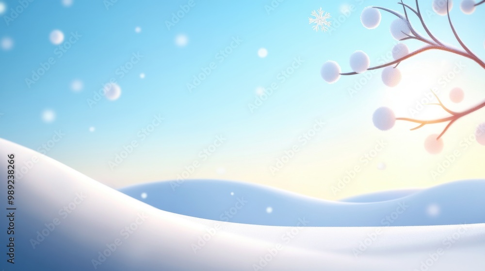 Aufkleber dynamic winter background with animated snowfall, snowflakes softly floating across a quiet, snowy f