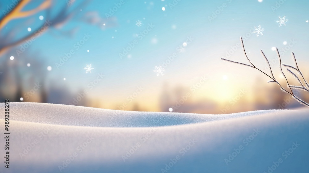 Aufkleber dynamic winter background with animated snowfall, snowflakes softly floating across a quiet, snowy f