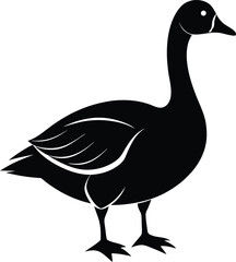 A wonderful Goose silhouette vector art black color illustration with no background, natural farm animal design.