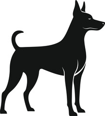 A wildlife animal of Dog silhouette vector art illustration and icon black color with no background.