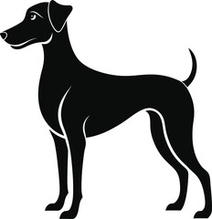 A wildlife animal of Dog silhouette vector art illustration and icon black color with no background.