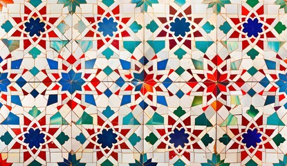 Vibrant Islamic Geometric Star Pattern Tiles