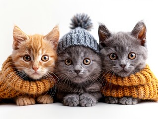 Set of adorable cats