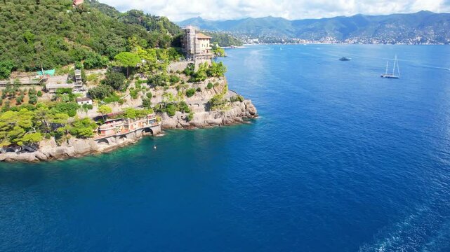Portofino - italy - Aerial view of the Terrazza Punta Caieca observation deck