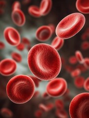 Magnified red blood cells in detailed microscopic view