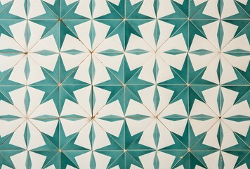 Fototapeta premium Vintage Teal and White Star Tile Pattern
