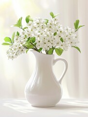 Fototapeta premium Serene white flowers in sunlit room