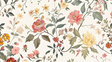 Vintage Chinese Floral Tapestry Pattern