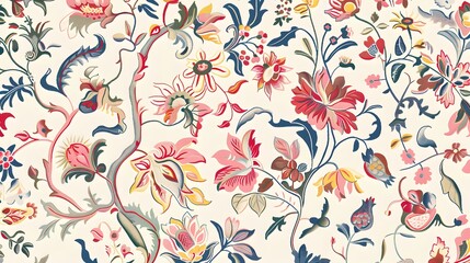 Vintage Chinese Floral Tapestry Pattern