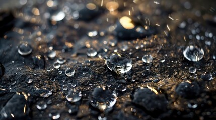 Raindrops on Dark Surface