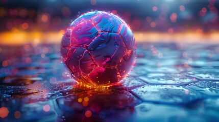 Abstract 3D Sphere With Glowing Fractures