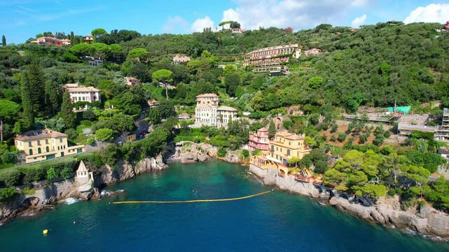 Portofino - italy - Aerial view of the bay with Baia Cannone