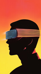 Silhouette of a person wearing futuristic glasses.