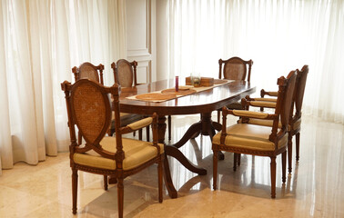 Dinning table and chairs in a living room