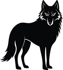 Fototapeta premium Front view a Wolves silhouette vector art illustration design with no background, natural wildlife silhouettes icon.