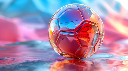 Fototapeta premium Red Soccer Ball Illustration On Abstract Background