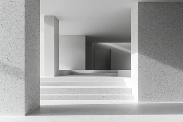Obraz premium Minimalist Concrete Architecture with Steps and a Doorway