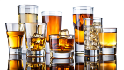 Commonly used drugs or narcotic Alcohol on transparent background