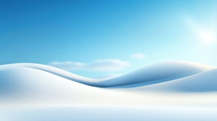 Simple winter background with untouched snow, a clear blue sky, and minimalist composition, creating a sense of calm and space.