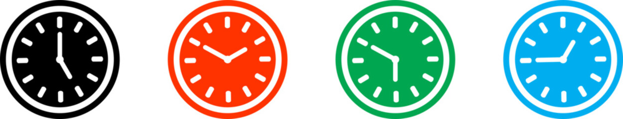 Set of clock icons. Clock, time. Vector illustration