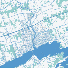 Map of Belleville in Canada in a professional blue style. Contains layered vector with roads water, parks, etc.