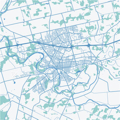 Map of Brantford in Canada in a professional blue style. Contains layered vector with roads water, parks, etc.