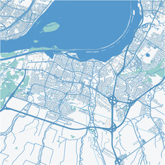 Map of Canadadiac - Sainte-Catherine in Canada in a professional blue style. Contains layered vector with roads water, parks, etc.