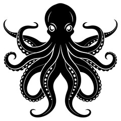Stunning Octopus Silhouette Set in Black and White 