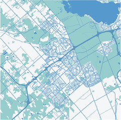 Map of Kanata in Canada in a professional blue style. Contains layered vector with roads water, parks, etc.