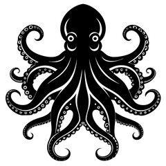 Stunning Octopus Silhouette Set in Black and White 