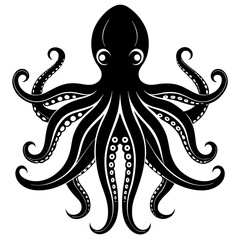 Stunning Octopus Silhouette Set in Black and White 