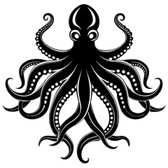 Stunning Octopus Silhouette Set in Black and White 