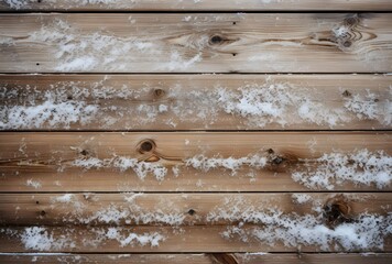 Fototapeta premium Snow-Covered Wooden Plank Texture Background