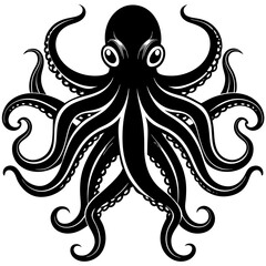 Stunning Octopus Silhouette Set in Black and White 